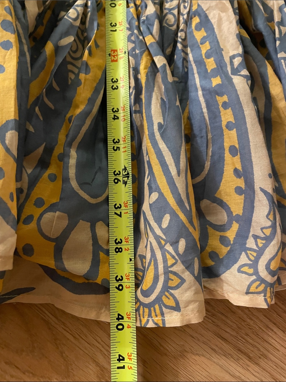 Free People Floral Paisley Tiered Maxi Skirt in Green, Tan & Blue size L - Picture 7 of 7